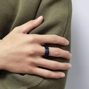 סיטונאי טיטניום תכשיטי פלדה עמיד למים אופנה 18K זהב מסתובב טבעת אישית היפ הופ נירוסטה טבעת לגברים