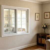 Nouvelle conception de fenêtre coulissante française en PVC UPVC, double vitrage teinté, isolation thermique, coupe-vent, haute sécurité, extérieur, appartement