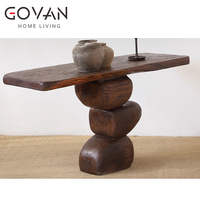 Table console Wabi Sabi en paulownia - Fabriquée à la main, écologique, pour salon et hôtel/villa
