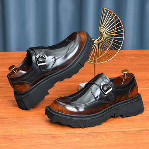 Mocassins pour hommes en cuir véritable haut de gamme, tendance, avec semelle épaisse, style Oxford décontracté, chaussures d'automne de haute qualité, antidérapantes et respirantes - Product Image 3