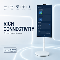Vente en gros d'usine, écran LED LCD interactif intelligent Android de 27 pouces, affichage intérieur Full HD, CMS gratuit, WiFi sans fil, mobile, caméra 1300W