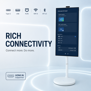 Vente en gros d'usine, écran LED LCD interactif intelligent Android de 27 pouces, affichage intérieur Full HD, CMS gratuit, <span class=keywords><strong>WiFi</strong></span> sans fil, mobile, caméra 1300W - Product Image 1