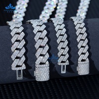 Chaîne cubaine en argent massif 925 à deux rangs de 8 mm à 15 mm de large, testée au diamant GRA, pour collier de rappeur hip-hop