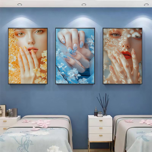 Salon d'ongles décoration peinture LED atmosphère lumière décoration murale belle image d'art d'ongle impression HD peinture en porcelaine cristal - Product Image 6