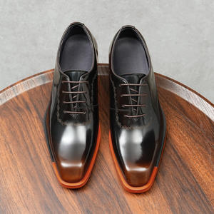 Chaussures de ville pour hommes en cuir véritable faites à la main, légères et confortables, à bout pointu, rehaussantes, type mocassins - Product Image 4