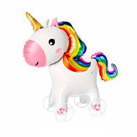 Ballons en aluminium en forme d'animaux marcheurs avec roues, motif extraterrestre de dessin animé, jouet pour enfants, vente en gros