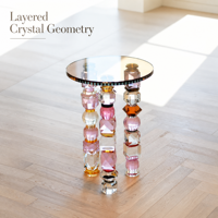 Table d'appoint en cristal K9 prismatique à plusieurs niveaux, table d'appoint géométrique en verre, meubles en cristal pour la décoration intérieure moderne et luxueuse