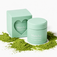 Boîte en métal ronde de 30g pour emballage de thé de qualité alimentaire, luxueuse, hermétique, bleue, pour poudre de matcha