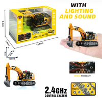 Mini Excavatrice RC en métal à l'échelle 1:64, véhicule de construction, chargeur, contrôle entièrement proportionnel, modèle réaliste, jouet pour enfants, cadeau