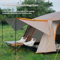 Tente pliante portable de deux pièces en toile Oxford anti-soleil et anti-pluie pour le camping en plein air grand espace de vie pour le glamping