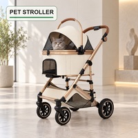 Poussette pour animaux de compagnie avec cabine amovible, cadre pliable, auvent en maille et roues en EVA pour chiens et chats