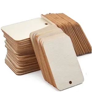Décoration artisanale en bois personnalisé, en bois non poli, rectangle vierge, uni, suspension au laser, étiquette en bois de contreplaqué, 10 pièces