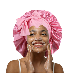 قبعة نوم واسعة من SOLPOP مع شريط مطاطي أحادي الطبقة وربطة طويلة للشعر المجعد، مناسبة للعناية بالشعر ليلاً - Product Image 1
