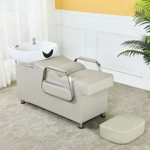 Z Beauty Salon Barber Shampoo Backwash Unit Sink Station White Black Ceramic Tilting Sink with Adjustable Seat Hair Washing <b>Bed</b> - Product Image 4