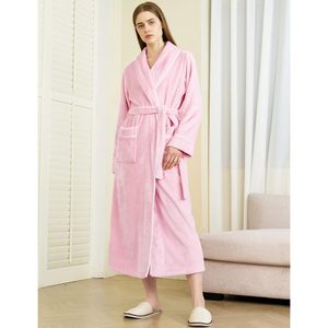 FOXA Peignoir long en polaire pour femme, longueur intégrale, chaud, pour l'hiver, avec ceinture et poches - Product Image 2