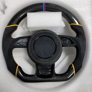 Volant de voiture en fibre de carbone forgée à fond plat avec alcantara pour <span class=keywords><strong>Audi</strong></span> A4 B8 B8.5 A6 C7 C7.5 <span class=keywords><strong>S</strong></span> <span class=keywords><strong>Line</strong></span> 2011 2012 2013 2014 2015 2016 - Product Image 2