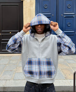 Fabricantes de Ropa <span class=keywords><strong>Zom</strong></span>, Sudadera con Capucha Personalizada de Felpa Francesa <span class=keywords><strong>100</strong></span>% Algodón, Diseño Personalizado con Bloques de Color y Parches - Product Image 1