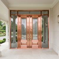 Porte d'entrée double en cuivre, aluminium et acier personnalisable avec treillis métallique, porte antivol en acier
