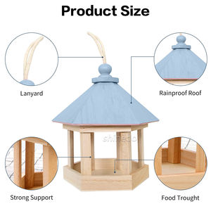Mangeoire à oiseaux en bois nichoir perroquet Cage graines d'oiseaux maison d'alimentation jardin suspendus ornements Pigeons nichoir mangeoire à oiseaux - Product Image 4