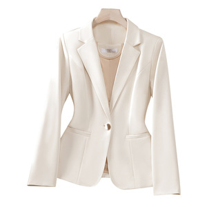 Black Women's Blazer Solid Color Polyester Anti-Wrinkle Spring Autumn Casual Suit Jacket Petite Korean Style - Product Image 5