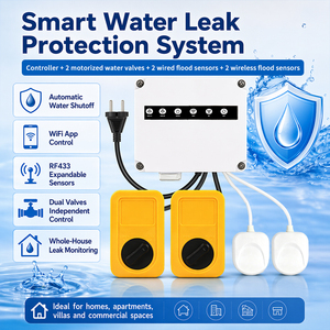 Système de protection contre les fuites d'eau pour maison intelligente, vanne d'arrêt automatique pour chauffe-eau de sous-sol et machine à laver - Product Image 1