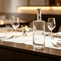 Leere 750ml 700ml Quadratische Maßgefertigte Klare Glasflaschen für Wodka, Whiskey, Brandy, Gin, Tequila, Rum, Likör und Spirituosen mit Korken zum Verkauf