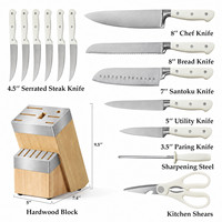 Couteau de cuisine TOALLWIN, couteau professionnel en acier inoxydable à haute teneur en carbone, ensemble de couteaux japonais, ensemble de couteaux de cuisine avec bloc