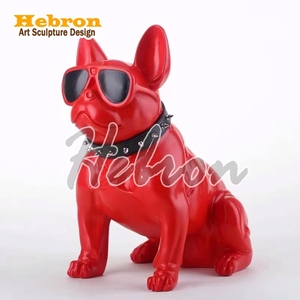 Statue de <span class=keywords><strong>Bouledogue</strong></span> Français Unique en Résine Personnalisable, Peinture Électronique en Fibre de Verre, <span class=keywords><strong>Bouledogue</strong></span> avec Lunettes de Soleil, Statues de Chiens - Product Image 2