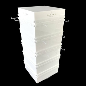 Xoay Acrylic hiển thị đồ trang sức đứng-Điều chỉnh PEG móc cho Bông tai/dây chuyền-Tùy chỉnh logo & màu sắc-360 ° quay - Product Image 3