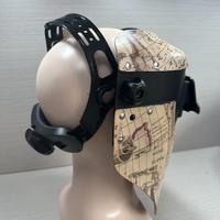 Casque de soudage auto-assombrissant en cuir à motif cartographique vintage avec écran frontal rabattable, finition thermolaquée pour la fabrication automobile