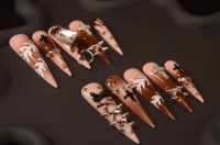 ENNA Ongles Press-On Gothiques Pré-découpés Imperméables 10 pièces en ABS, Longs, Carrés, Motifs Papillon et Stiletto, pour Doigts