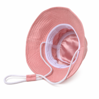 Chapeau Bob Sportif Personnalisé Style Punk avec Logo, en Coton Sergé Rose, Doublure en Satin, Sangle Mentonnière Réglable, Protection Solaire Totale