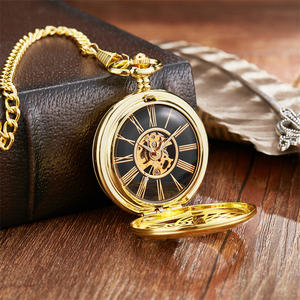 <span class=keywords><strong>Montre</strong></span> <span class=keywords><strong>de</strong></span> poche mécanique <span class=keywords><strong>de</strong></span> luxe antique dorée pour hommes et femmes, pendentif collier, design unique creux, crâne double face - Product Image 6