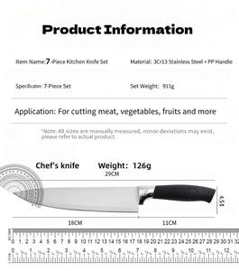 7 Pcs Kitchen <b>Knife</b> <b>Set</b> Stainless Steel Kitchen <b>Knives</b> with Kitchen Scissors Factory Wholesale OEM Custom Available - Product Image 6