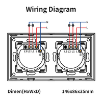Interruptor de Luz Wifi de 2/4/6/8 Canales, Tipo 146, Botones Táctiles, Interruptor Inteligente Wifi Tuya, Compatible con Control por Voz de Google Home y Alexa
