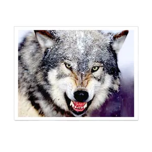 Оптовая Продажа с фабрики 5D плакат с изображением волка печать животных волк 3D линзовидная картина для домашнего декора
