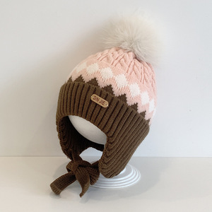 <span class=keywords><strong>Bonnet</strong></span> d'hiver à <span class=keywords><strong>gros</strong></span> pompons <span class=keywords><strong>avec</strong></span> doublure en laine et peluche pour bébé, <span class=keywords><strong>bonnet</strong></span> tricoté pour filles et garçons, accessoires chauds pour enfants, de 0 à 3 ans - Product Image 4