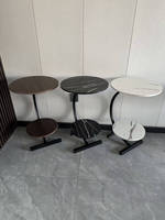 Petite table basse moderne en MDF avec plateau en marbre et rangement pour chambre à coucher et salon