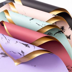 Luxury 58*58cm/Pcs Marbling <b>Pattern</b> Printed Waterproof Plastic Floral Bouquet Wrapping <b>Paper</b> Golden <b>Paper</b> for Florist Wrapper - Product Image 2