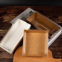 Boîte à gâteau en plastique carrée pour desserts, emballage transparent avec couvercles