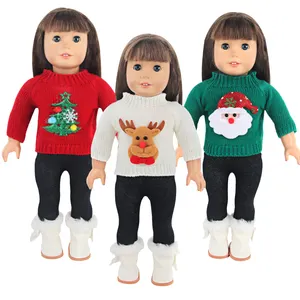 New Christmas Doll Sweater Outfit Toy Clothing Accessories Clothes for 18 inch American Doll Girl