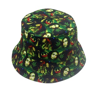 Unisex Reversible Bucket Hat Sublimation Printing Double-Side Wear Wide Brim 100% Cotton Custom Logo Cartoon <b>Leaf</b> Fishing Beach - Product Image 5