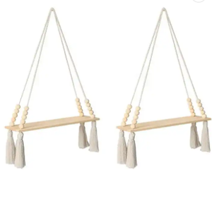 Corde en bois suspendue étagère flottante ferme Style rustique <span class=keywords><strong>macramé</strong></span> tenture murale - Product Image 6
