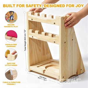 Wooden Children's Toy Storage Rack With <b>Speaker</b> Multi Functional Organizer For Kids Room <b>Standing</b> Type Rectangle Shape - Product Image 4