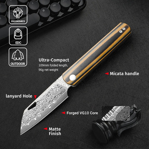 Couteau pliant LONSDOW 67 en acier Damas avec manche en Micarta, OEM ODM DIY, pour <span class=keywords><strong>la</strong></span> chasse, <span class=keywords><strong>le</strong></span> camping en plein air, EDC, couteau de poche - Product Image 5
