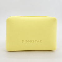 Pochette de maquillage en silicone KINGSTAR Premium, couleur pastel mate, étanche, facile à nettoyer, organiseur de cosmétiques pour sac à main