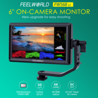 Moniteur de terrain FEELWORLD FW568 V3 6 pouces 3D LUT pour appareil photo reflex numérique, IPS Full HD 1920x1080 avec entrée/sortie, bras inclinable, sortie d'alimentation et son stéréo