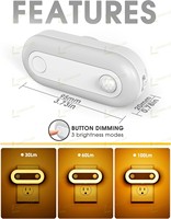 Veilleuse LED LOHAS moderne avec détecteur de mouvement, prise US/EU/UK, lumière ambrée, 3 niveaux de luminosité réglables, pour couloir et chambre