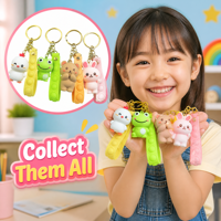 Lot de 4 porte-clés animaux mignons lumineux en PVC, jouet anti-stress durable pour enfants, cadeau