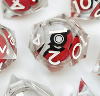 Ensemble de dés à noyau liquide DND personnalisé, 7 pièces, polyédriques en résine, pour jeux de table TRPG, faits à la main, avec rotation Poké Ball, cadeau